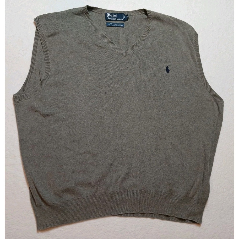 Polo Ralph Lauren Pima Cotton Sweater Vest XL Gray Preppy Classic Lightweight